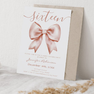 Niedlich Coquette Rose Gold Bow Sweet 16 Geburtsta Einladung