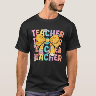 Niedlich Coquette Teacher Niedlich Bow Pencil Lehr T-Shirt
