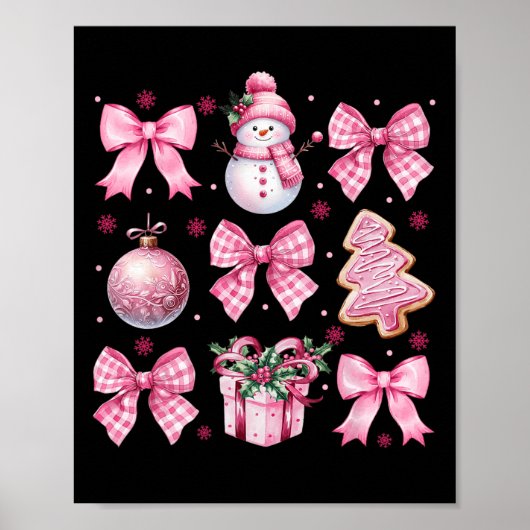 Niedlich Coquette Weihnachten Pink Bows Santa Ging Poster (Vorne)