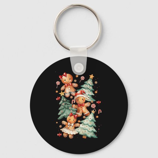 Niedlich Coquette Xmas Gingerbrei Mann Bow Weihnac Schlüsselanhänger (Vorderseite)
