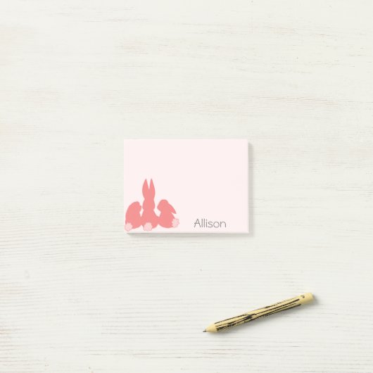 Niedlich Coral Bunnies | Personalisierte Post-it®- Post-it Klebezettel (Auf Schreibtisch)