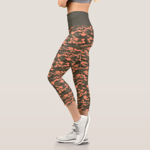 Niedlich Coral Camouflage Camouflage Capri Leggings