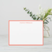 Niedlich Coral Orange Border Personalisiert Statio