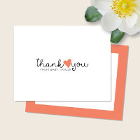 Niedlich Coral Orange Heart Baby Dusche Vielen Dan