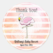 Niedlich Coral Peach Striped Flamingo Vielen Dank Runder Aufkleber (Vorderseite)