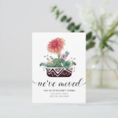 Niedlich Coral Pink Cacti Succulents Moving Announ Ankündigungspostkarte (Stehend Vorderseite)