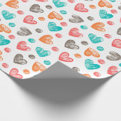 Niedlich Coral Red Pink Aqua Geschenkpapier (Ecke)