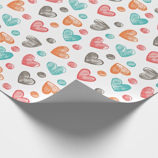 Niedlich Coral Red Pink Aqua Geschenkpapier (Ecke)