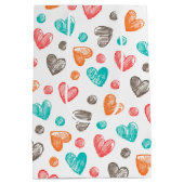 Niedlich Coral Red Pink Aqua Mittlere Geschenktüte (Rückseite)