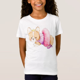 Niedlich Corgi Dog Ballerina Wasserfarbe T-Shirt