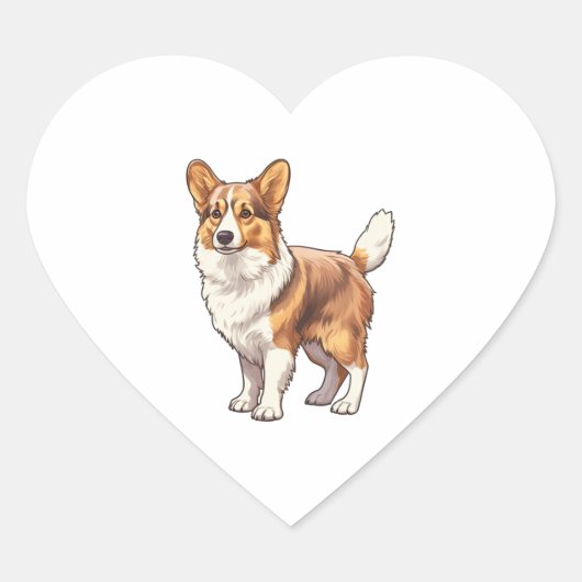 Niedlich Corgi Dog Herz-Aufkleber (Vorderseite)