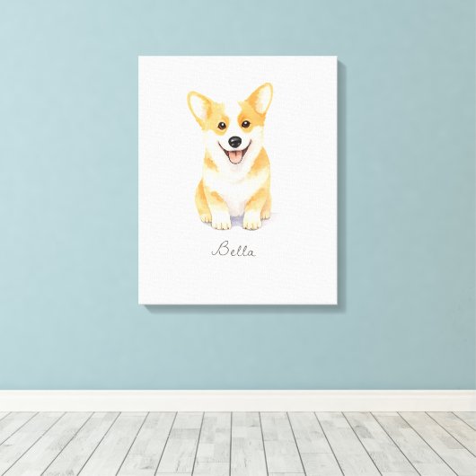 Niedlich Corgi Dog Leinwanddruck (Insitu (Holzboden))