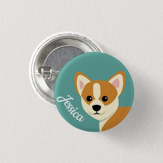 Niedlich Corgi Dog Lover Personalisiert Button (Vorne & Hinten)