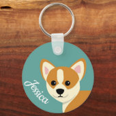 Niedlich Corgi Dog Lover Personalisiert Schlüsselanhänger (Vorderseite)
