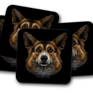 Niedlich Corgi Dog Portrait Corgi Cork Untersetz Getränkeuntersetzer