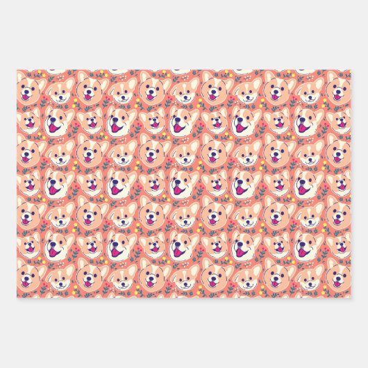 Niedlich Corgi Dogs Geschenkpapier Set (Vorderseite)