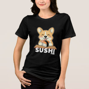 Niedlich Corgi Eating Sushi - Kawaii Food Lover De Tri-Blend Shirt