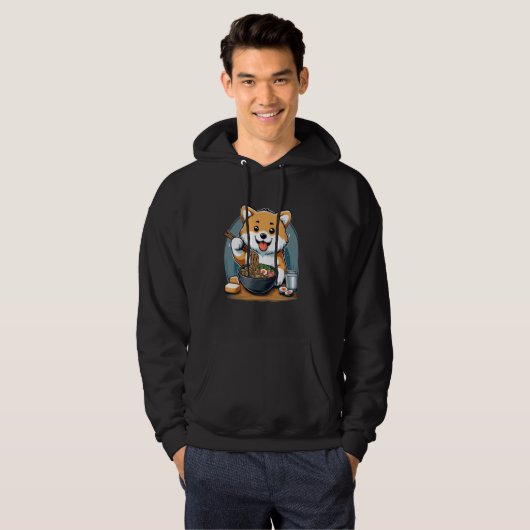 Niedlich Corgi essen Ramen Adorable Ramen Lover Hoodie (Vorne ganz)