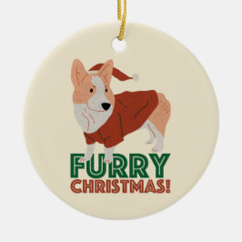Niedlich Corgi Furry Weihnachten Keramik Ornament