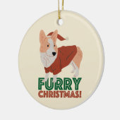Niedlich Corgi Furry Weihnachten Keramik Ornament (Links)
