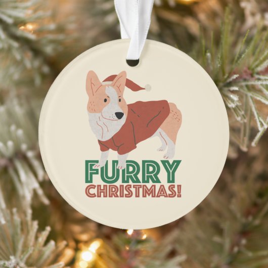 Niedlich Corgi Furry Weihnachten Ornament (Baum)
