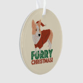 Niedlich Corgi Furry Weihnachten Ornament (Vorderseite)
