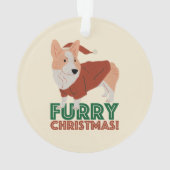 Niedlich Corgi Furry Weihnachten Ornament (Rückseite)