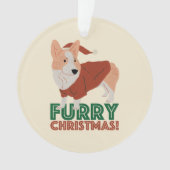 Niedlich Corgi Furry Weihnachten Ornament (Vorderseite)
