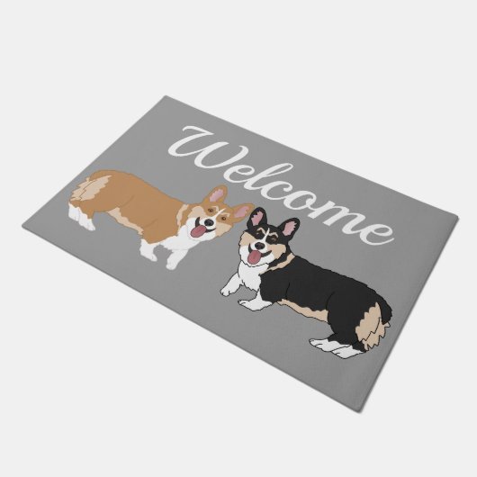 Niedlich Corgi Fußmatte (Schrägansicht)