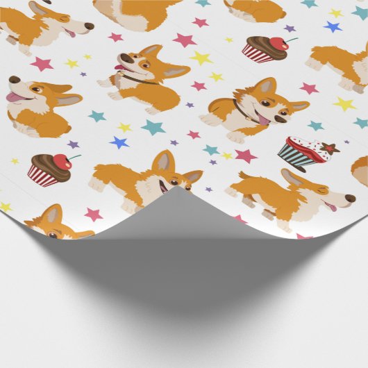 Niedlich Corgi Geschenkpapier (Ecke)