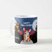 Niedlich Corgi Halloween Spuk Haus Personalisiert Kaffeetasse (Vorderseite Links)