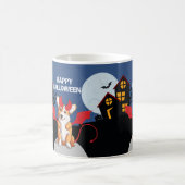 Niedlich Corgi Halloween Spuk Haus Personalisiert Kaffeetasse (Mittel)