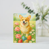 Niedlich Corgi Happy Ostereier Postkarte (Stehend Vorderseite)