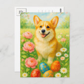 Niedlich Corgi Happy Ostereier Postkarte (Vorne/Hinten)