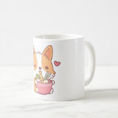 Niedlich Corgi Hund essen Ramen Kaffeetasse (VorderseiteRechts)