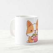 Niedlich Corgi Hund essen Ramen Kaffeetasse (Vorderseite Links)