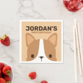Niedlich Corgi Hund Geburtstag Serviette (Beispiel)