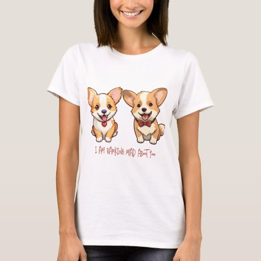 Niedlich Corgi Hund Jubiläum Valentine T-Shirt (Vorderseite)
