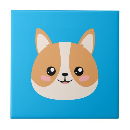 Niedlich Corgi Keramik Tile Fliese (Vorderseite)