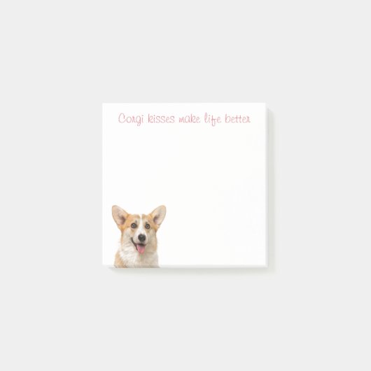 Niedlich Corgi Kisses Puppy Dog Lover Post-it Klebezettel (Vorderseite)
