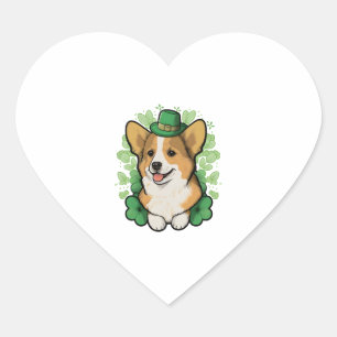 Niedlich Corgi Lover Kleeblatt Happy St Patricks D Herz-Aufkleber