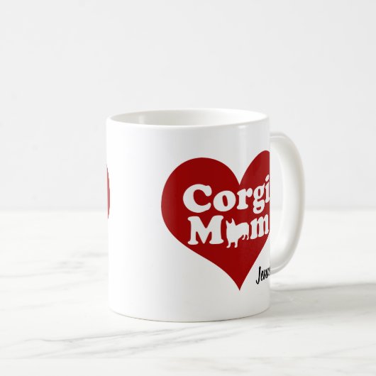 Niedlich Corgi Mama Rotes Herz Kaffeetasse (VorderseiteRechts)