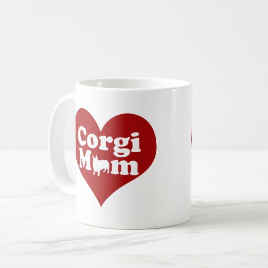 Niedlich Corgi Mama Rotes Herz Kaffeetasse (Vorderseite Links)