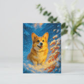 Niedlich Corgi Merry Happy Christmas Tree Postcard Postkarte (Stehend Vorderseite)