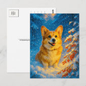 Niedlich Corgi Merry Happy Christmas Tree Postcard Postkarte (Vorne/Hinten)