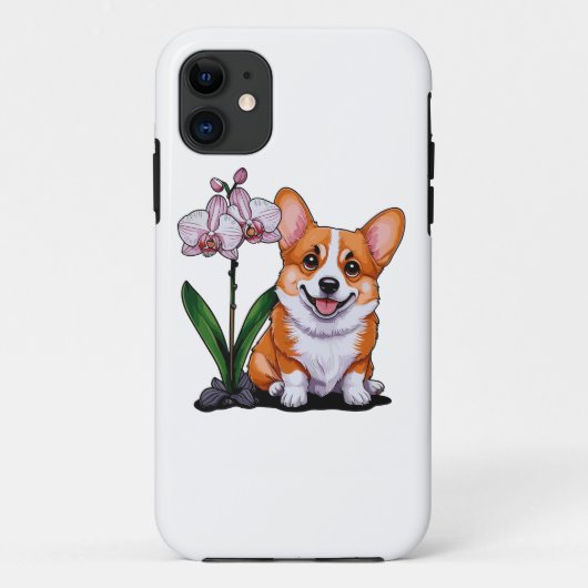 Niedlich Corgi mit Orchidea Case-Mate iPhone Hülle (Rückseite)