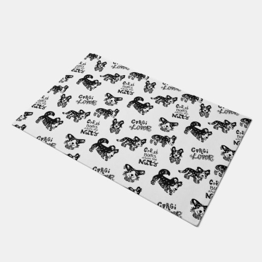 Niedlich Corgi Muster Fußmatte (Schrägansicht)