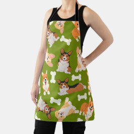 Niedlich Corgi Muster Green Schürze