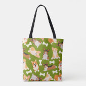 Niedlich Corgi Muster Green Tasche (Rückseite)