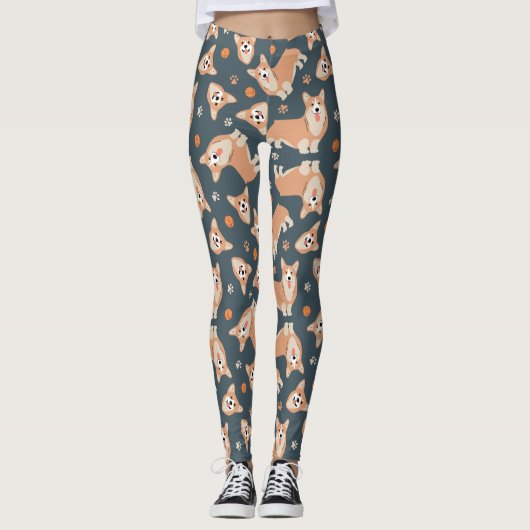 Niedlich Corgi Muster Leggings (Vorderseite)